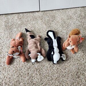 Ty Beanie Baby Bundle - Sly, Ringo, Stinky and Nuts